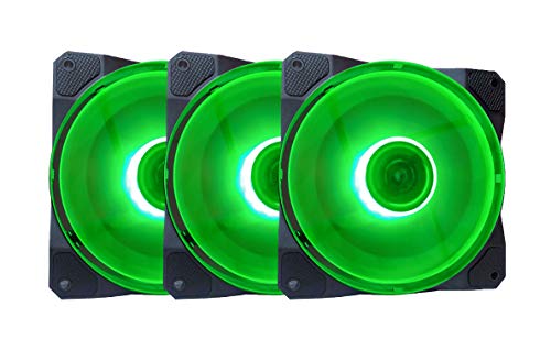 Apevia APEVIA CO312L-GN Cosmos 120mm Green LED Ultra Silent Case Fan w/ 16 LEDs & Anti-Vibration Rubber Pads (3 Pack) 56.67 CFM 120 mm Fans 3-Pack